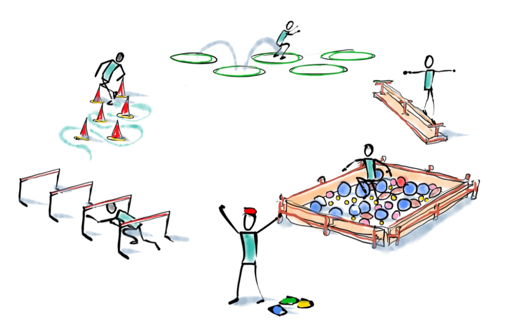 Obstacle Course illustration - Linked to Gymnastics Lesson Plans - Parkour