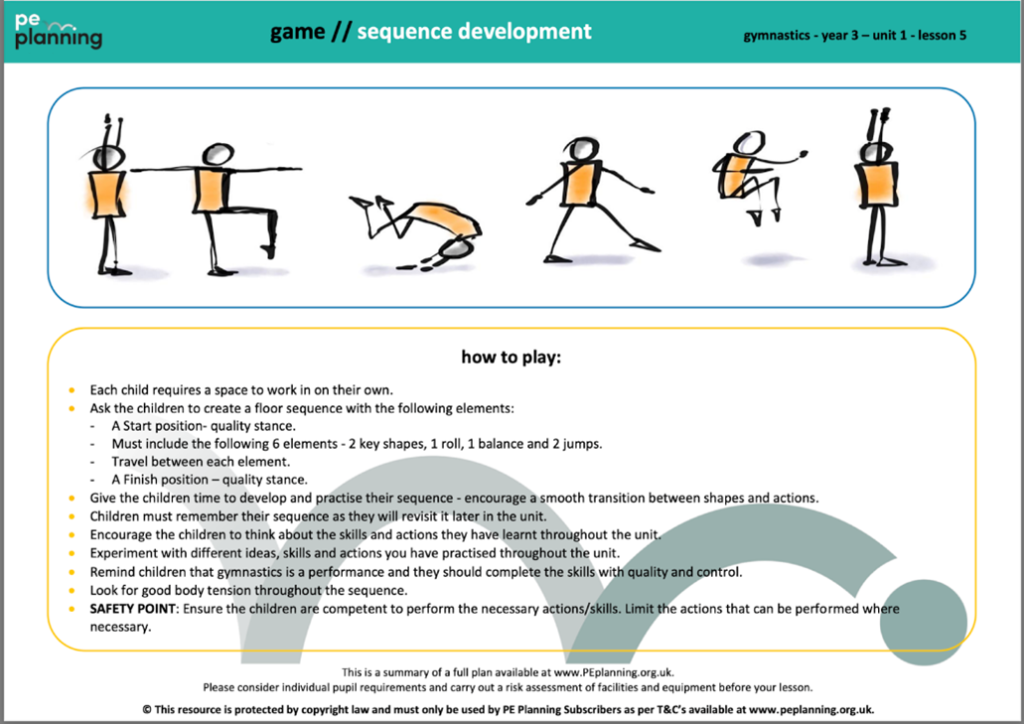 Gymnastics Lesson Plan - Sequence Development