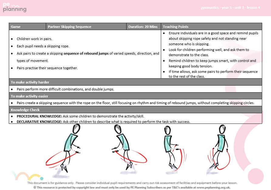Gymnastics Lesson Plan - Skipping Sequence
